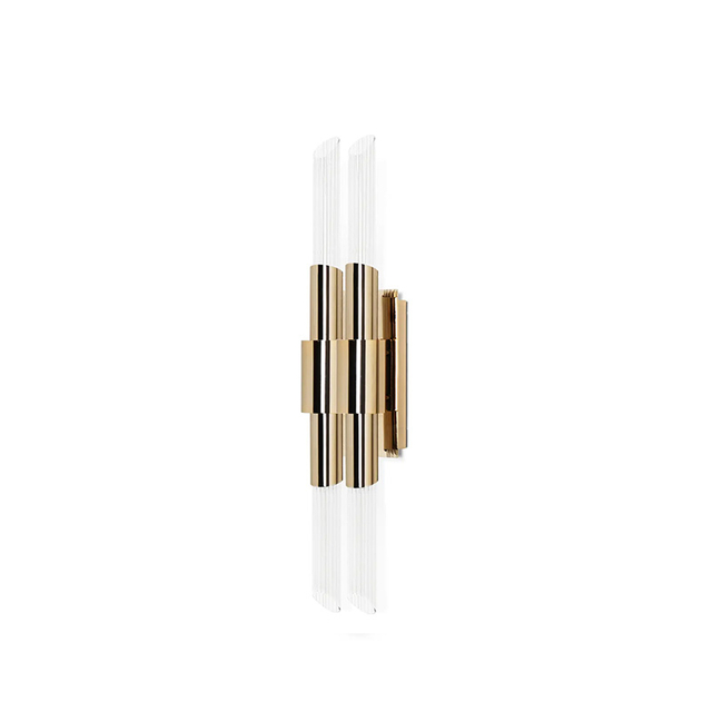 Contemporary Gold-Plated Vertical Wall Sconce with Clear Cylindrical Shade - Elegance for Modern Interiors