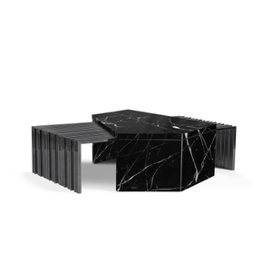 Modern Minimalist Black Marble Coffee Table Set, Sofa Side Table And Tea Table for Living Room And Hotel