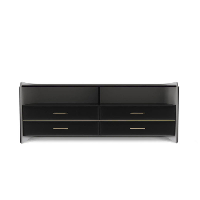 Factory Direct Modern Minimalist Black Sideboard with Stainless Steel Base, Multi-Layer Storage And Display Cabinet for Dining Room