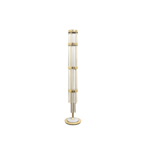 Sleek Tall Crystal Floor Lamp with Gold Accents And Geometric Design for Contemporary Home Lighting