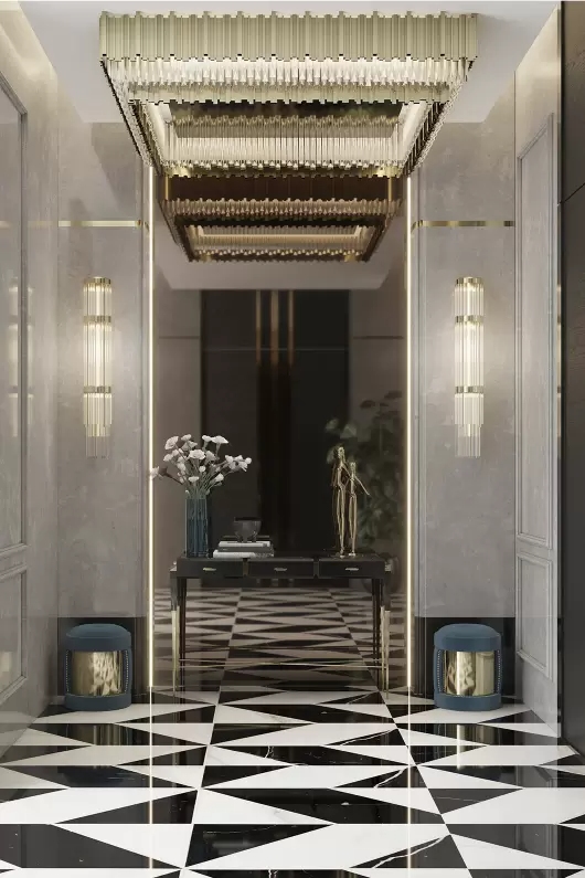 Square Plafond Light Fixture with Iconic Design in Crystal Glass And Gold-Plated Brass for Stylish Interiors