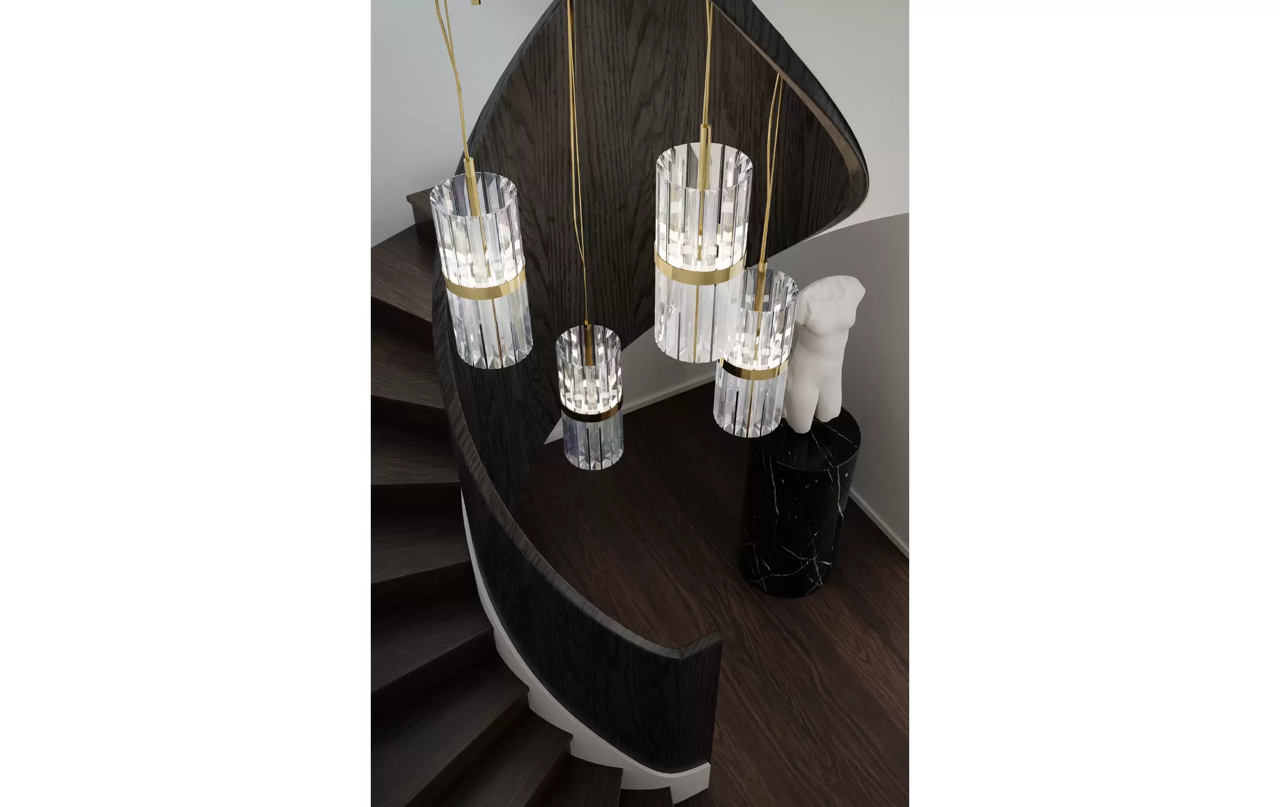 Elegant Small Pendant Lamp Inspired by Iconic Architecture with Crystal Glass And Gold-Plated Brass