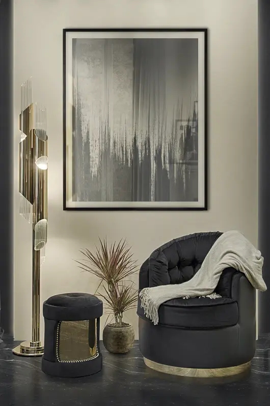 Modern Abstract Floor Lamp with Gold Accents And Clear Glass Tubes for Contemporary Home Decor