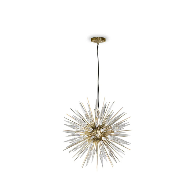 Creative Gold And Crystal Dandelion Pendant Light with Unique Starburst Design, Perfect for Adding A Touch of Elegance And Style To Any Space