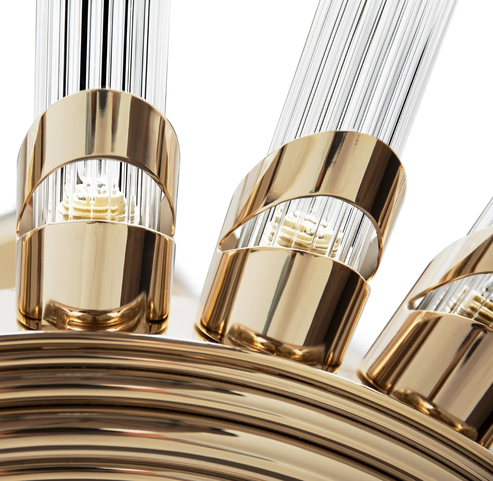 Romantic Modern Plafond Light Fixture in Gold-Plated Brass and Crystal Glass for Stylish Interiors