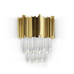 Elegant Gold And Crystal Wall Lamp with Modern Layered Design, Perfect for Adding A Touch of Glamour To Any Room