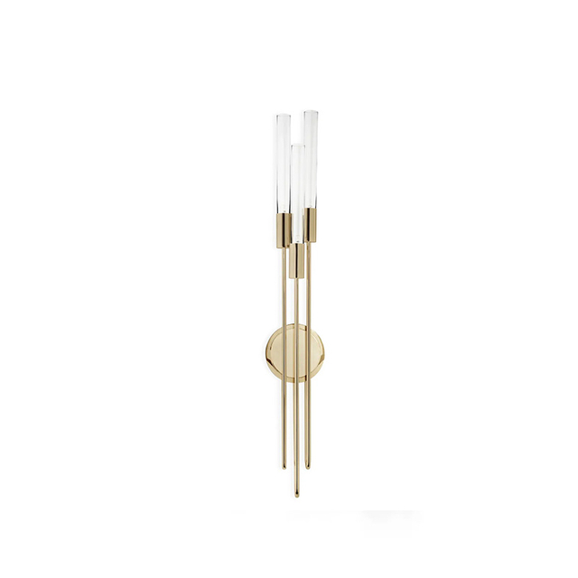 Minimalist Gold And Clear Glass Wall Lamp with Vertical Linear Design, Ideal for Modern And Sleek Decor Styles