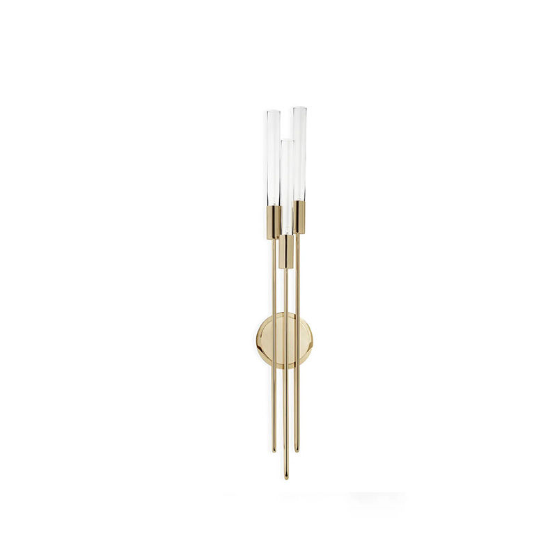 Minimalist Gold And Clear Glass Wall Lamp with Vertical Linear Design, Ideal for Modern And Sleek Decor Styles