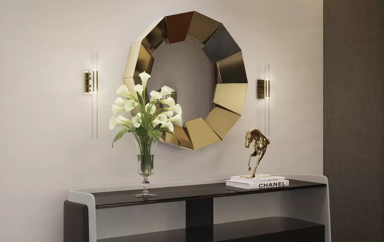 Modern Vertical Glass Cylinder Wall Sconce with Brass Accent – Elegant Lighting Fixture for Contemporary Interiors