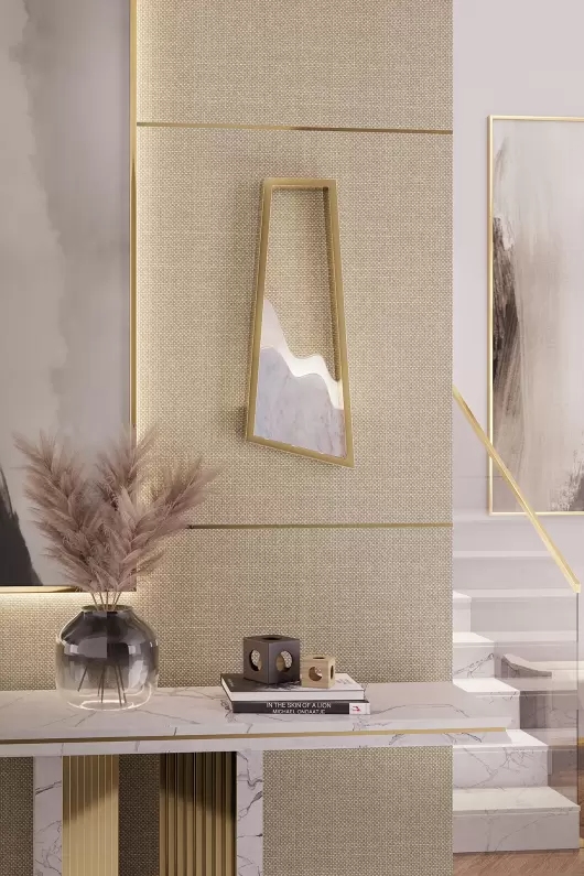 Artistic Gold Framed Wall Lamp with Wave-Inspired Marble Accent, Ideal for Modern And Elegant Environments