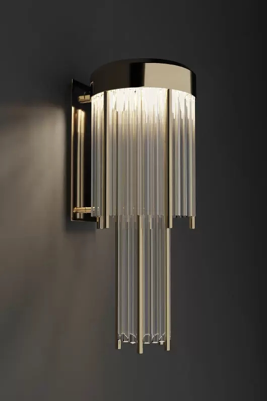 Sleek Vertical Crystal Rod Wall Sconce in Gold Finish - Luxurious Lighting for Hallways And Bedrooms
