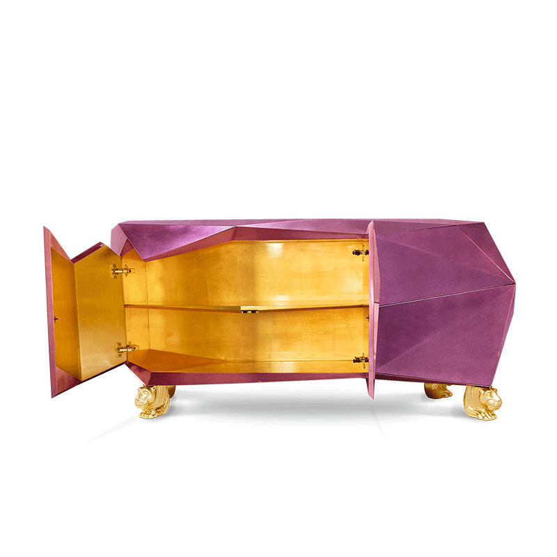 Italian Style Stainless Steel Living Room Sideboard – Fashionable Design Storage Cabinet for Villas And Dining Areas
