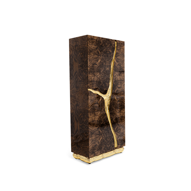 Luxury High-Quality Wood Veneer Bar Cabinet, Unique Design Freestanding Large Capacity Wine Display And Storage Cabinet
