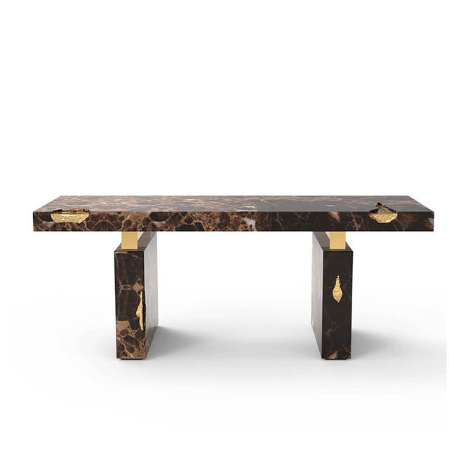 Factory Customizable Designer Dining Table for Villas, 2.2 Meters Wide, Seats 6-10 People, Perfect for Luxury Dining Rooms