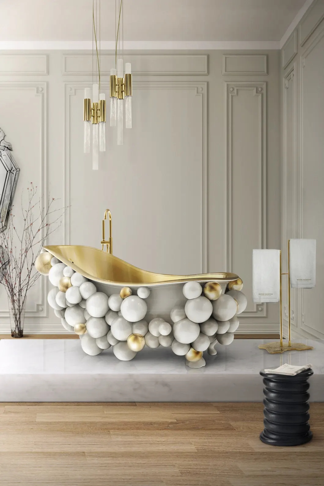 Exquisite Waterfall Pendant Lamp with Gold-Plated Brass And Ribbed Crystal Glass for Luxurious Illumination