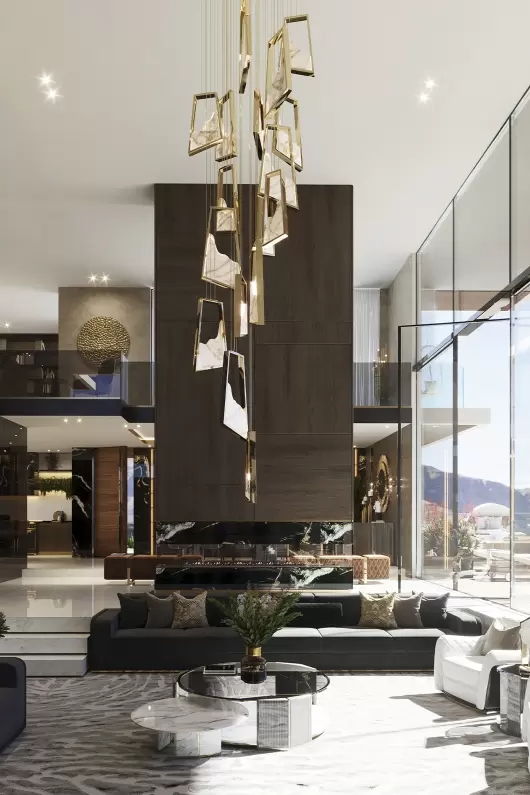 Artistic Gold And Glass Chandelier with Geometric Design for Unique Home Lighting