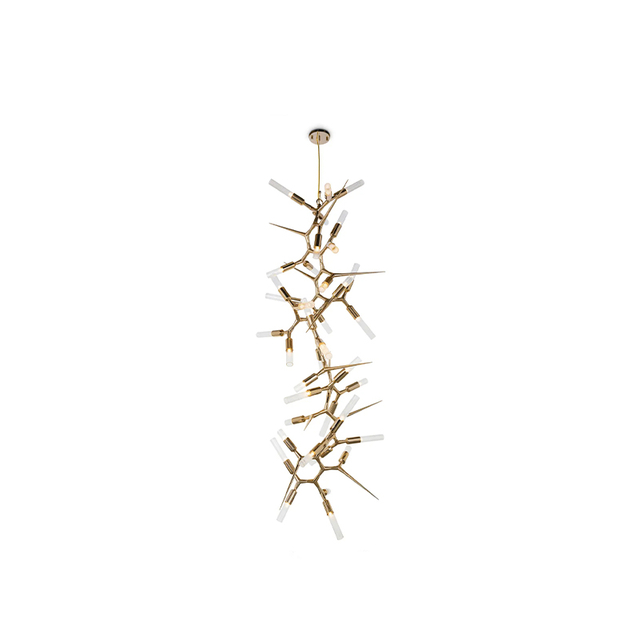 Contemporary Branch-Inspired Chandelier with Gold Accents And Unique Glass Tubes for Artistic Home Lighting