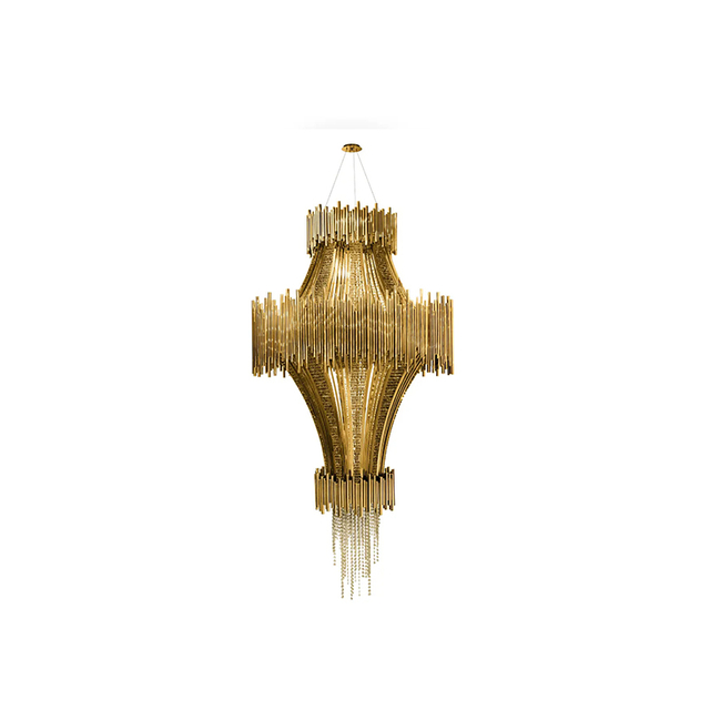 Striking Cross-Shape Chandelier with Gold Accents And Elegant Cascading Design for Luxurious Home Lighting