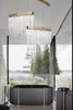 Stylish Gold And Crystal Pendant Light with Curved Design, Perfect for Contemporary Dining And Living Room Spaces, Adding A Touch of Elegance And Sophistication