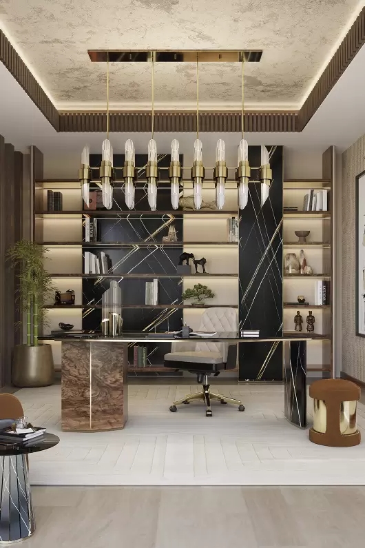 Sleek Gold And Glass Linear Pendant Light with Modern Geometric Design, Perfect for Adding A Touch of Elegance To Dining Rooms And Contemporary Interiors