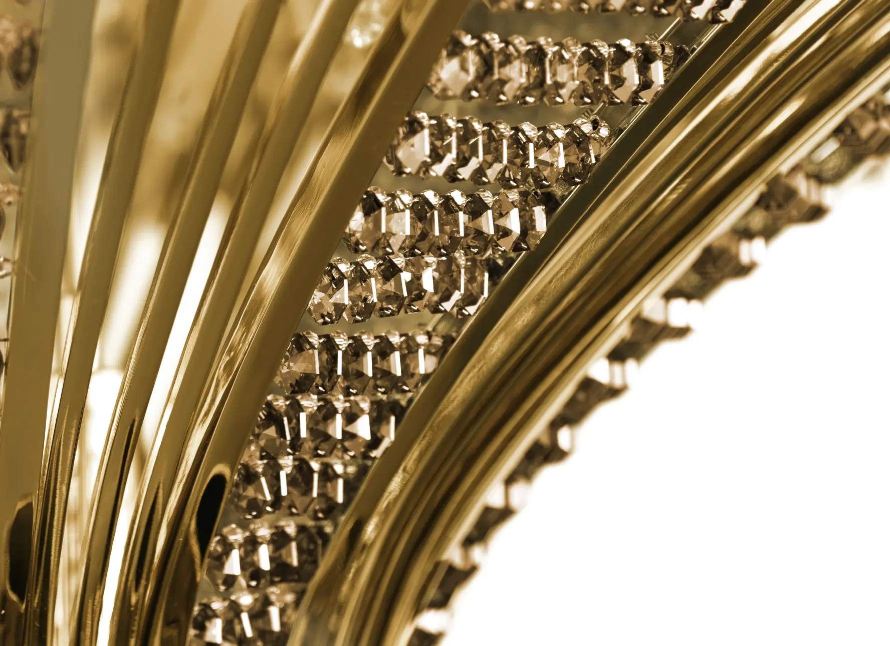 Elegant Plafond Light Fixture with Gold-Plated Brass And Gold Teak Crystals for Classic And Modern Interiors