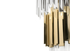 Luxurious Gold And Clear Crystal Wall Lamp with Layered Geometric Design, Perfect for Elevating Modern Interiors