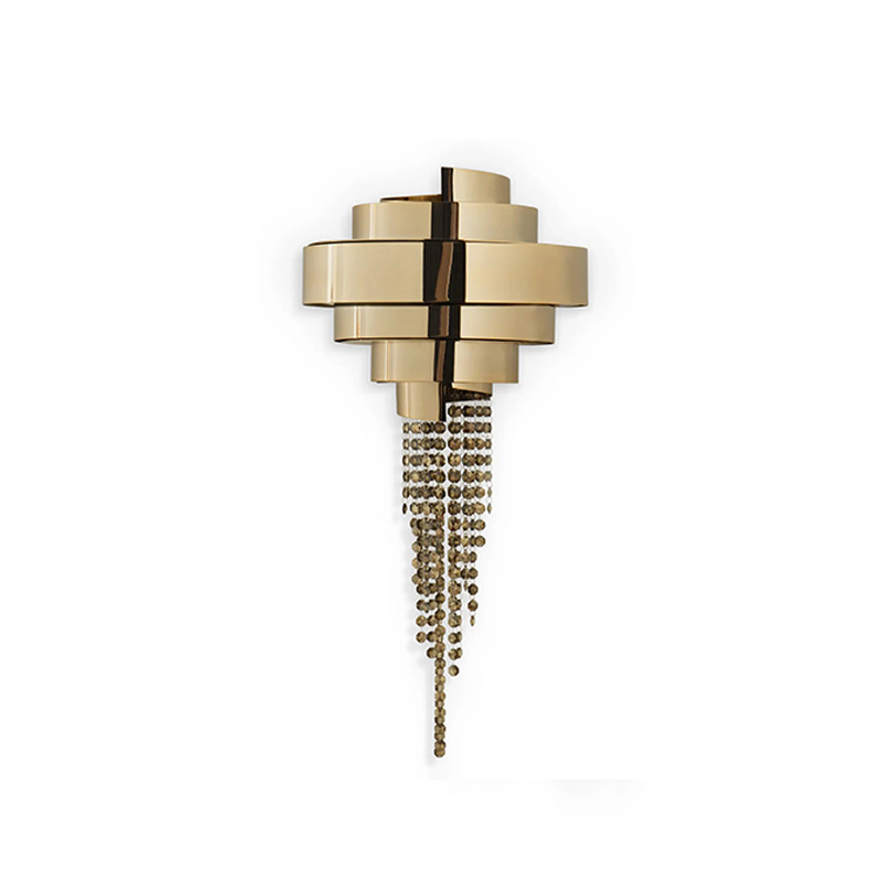 Elegant Gold Wall Sconce with Cascading Crystal Details, Perfect for Adding A Luxurious Touch To Sophisticated Interiors