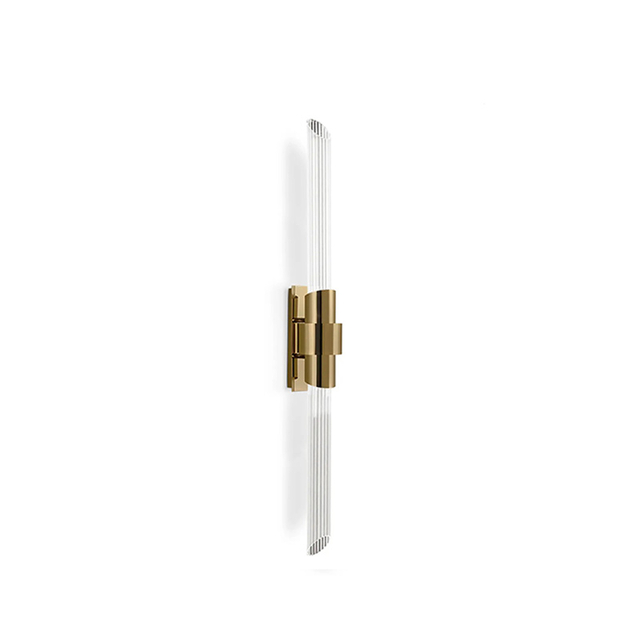 Elegant Double Glass Tube Wall Sconce with Brass Accent – Contemporary Lighting Fixture for Living Rooms And Hallways