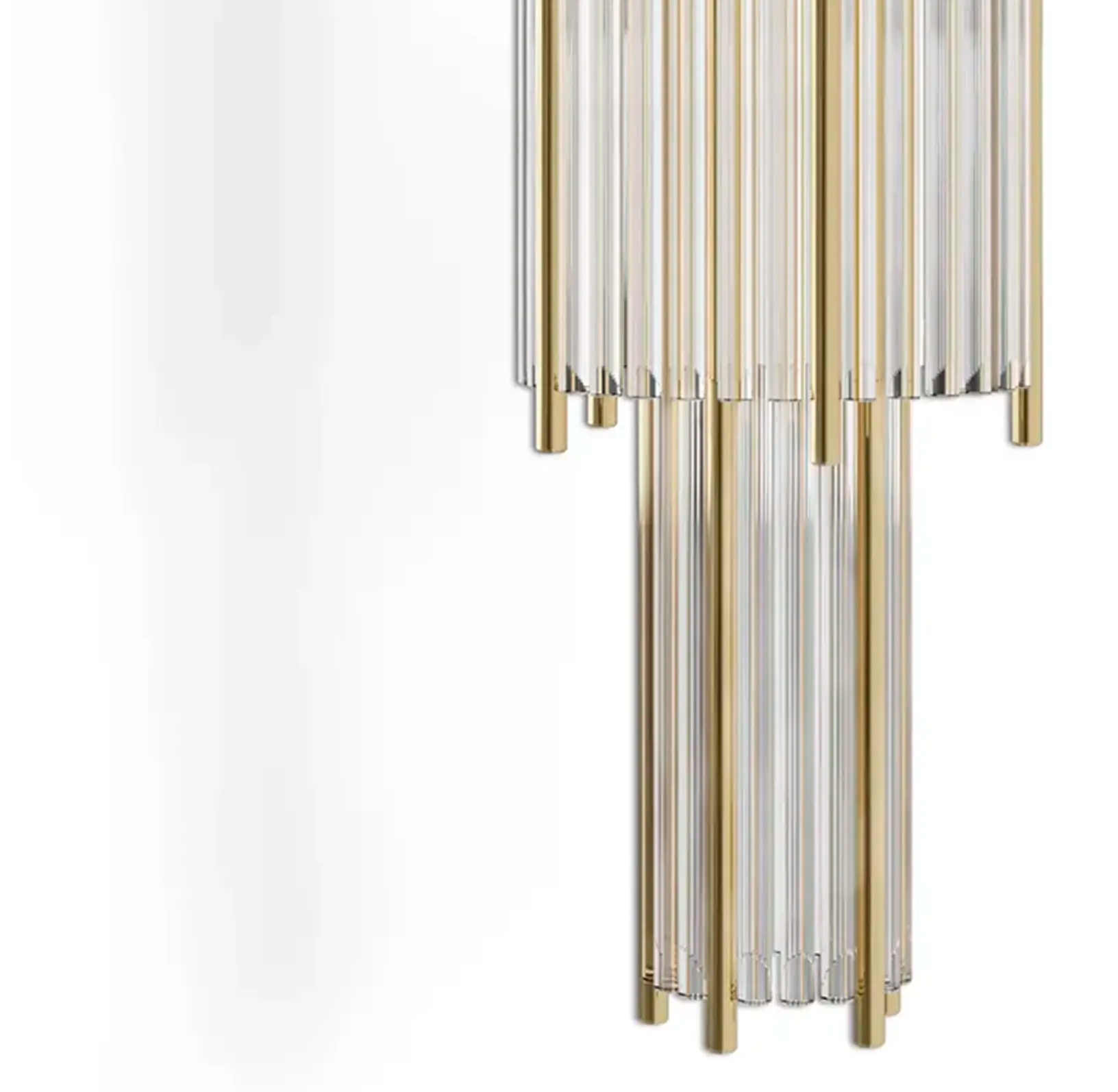 Luxury Round Marble Base Wall Light with Golden Rod and Crystal Tubes