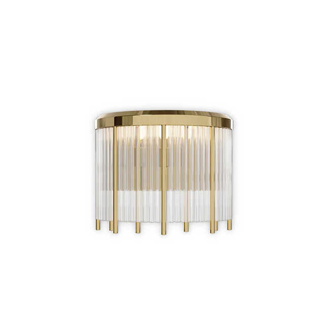 Contemporary Wall Sconce with Vertical Crystal Rods And Polished Gold Finish - Elegant Lighting Fixture for Modern Home Decor