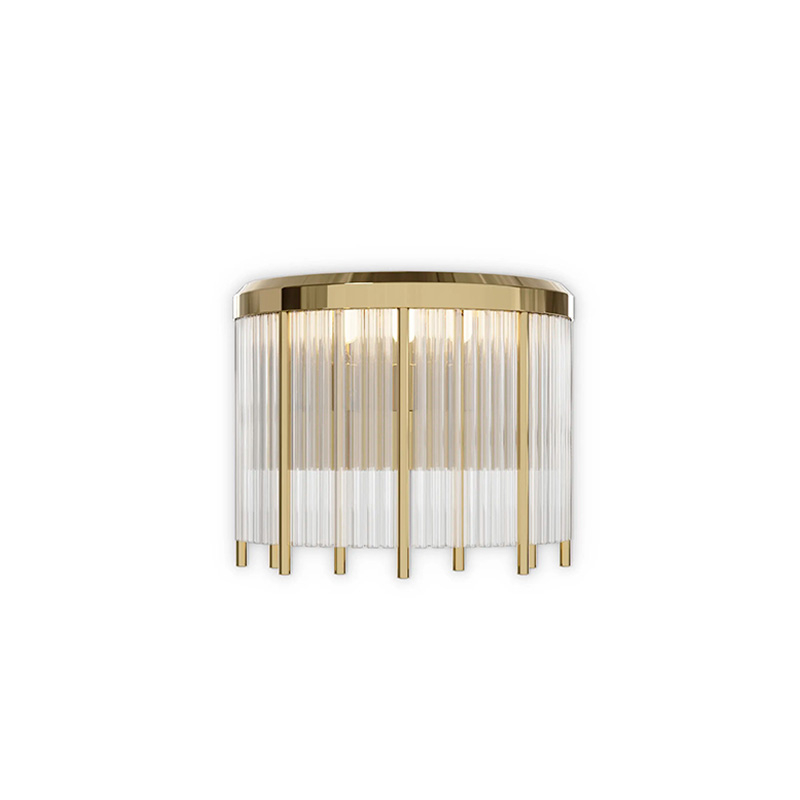Contemporary Wall Sconce with Vertical Crystal Rods And Polished Gold Finish - Elegant Lighting Fixture for Modern Home Decor
