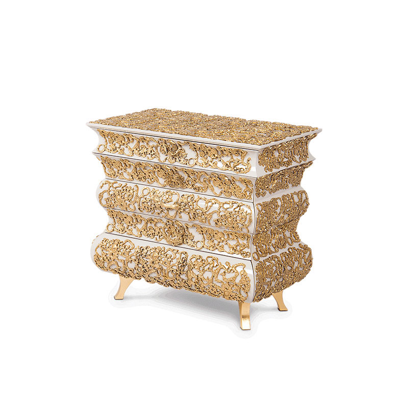 European Retro Exquisite Compact Bedside Table Apartment Villa Master Bedroom Bedside Table Independent Storage Storage Locker