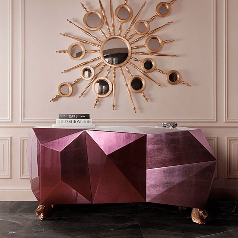 Italian Style Stainless Steel Living Room Sideboard – Fashionable Design Storage Cabinet for Villas And Dining Areas