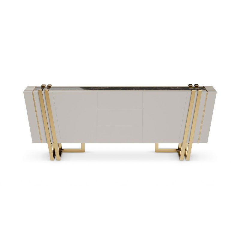 Factory Direct Marble Top Sideboard with Drawers, Large Villa Kitchen Storage And Display Cabinet for Dining Room