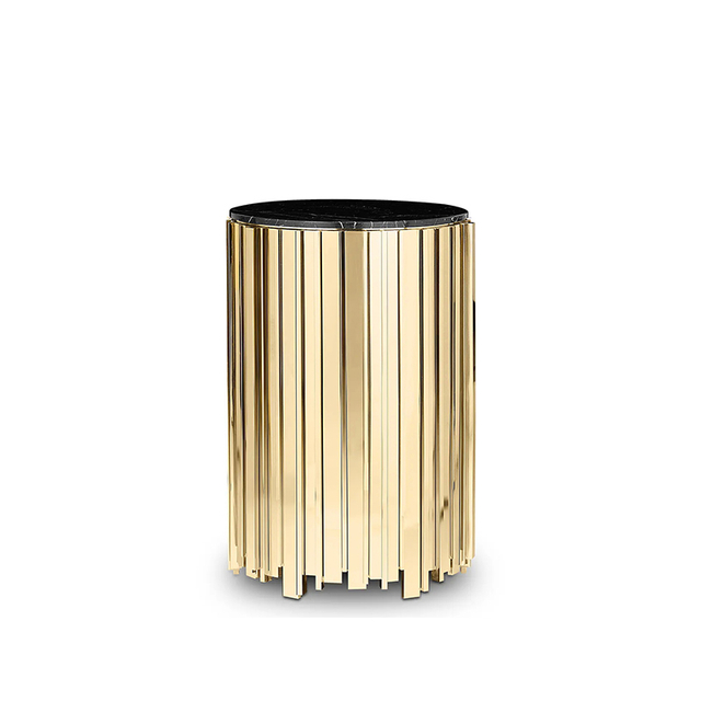 Modern Luxury Gold-Plated Stainless Steel Base Coffee Table, Marble Top Tea Table And Sofa Side Table for Living Room