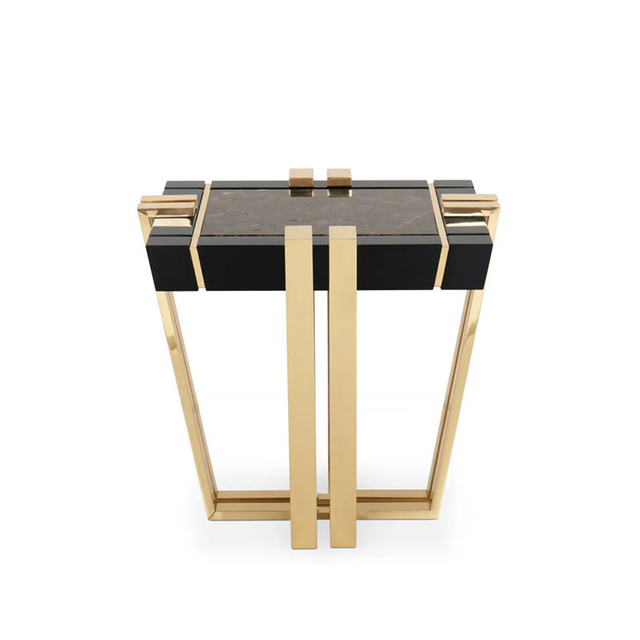 Gold-Plated Stainless Steel Base Coffee Table with Marble Top, Designer Luxury Tea Table And Sofa Side Table for Living Room