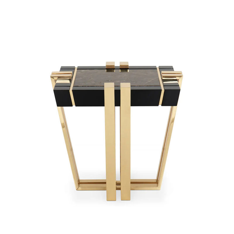 Gold-Plated Stainless Steel Base Coffee Table with Marble Top, Designer Luxury Tea Table And Sofa Side Table for Living Room