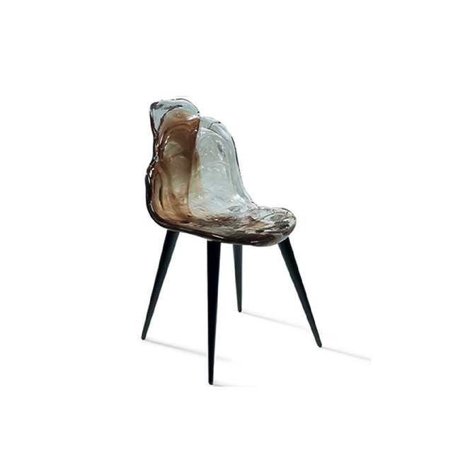 Factory Wholesale Luxury Stainless Steel Frame Ink-Splashed Resin Dining Chair, Villa and Large Banquet Seating