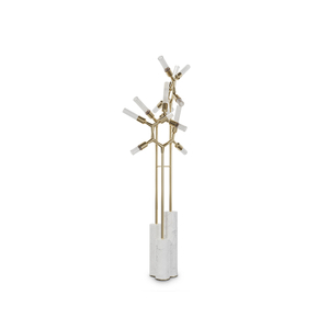 Artistic Branch-Inspired Floor Lamp with Marble Base And Gold Accents for Modern Home Lighting