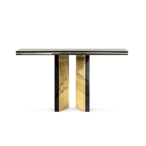 European Style Wooden Entryway Console Table with Gold-Plated Solid Wood Frame, Hallway Decorative Display Table for Living Room And Garden