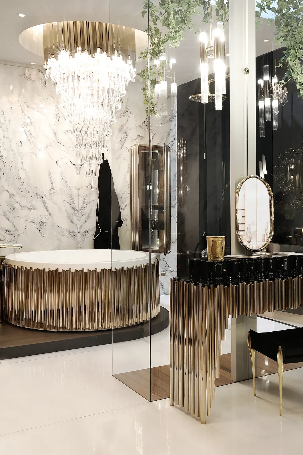Exquisite Waterfall Pendant Lamp with Gold-Plated Brass And Ribbed Crystal Glass for Luxurious Illumination